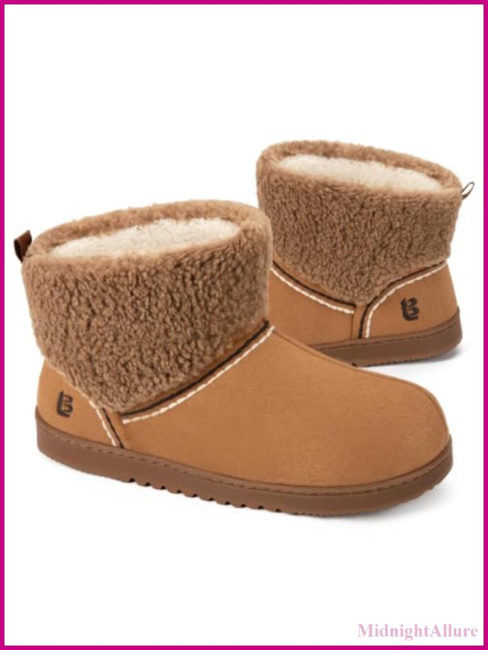 Memory Foam Bootie Slippers Faux Suede Fleece Collar Indoor Outdoor